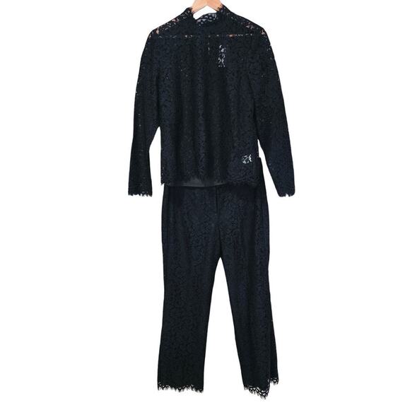 J.Crew Scalloped Lace Mock Neck Top & Peyton Pant Set Black Size 10 NWT - Picture 6 of 12